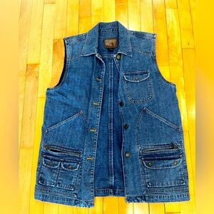 Lauren Jeans Company Classic Denim Utility Vest — Blue
